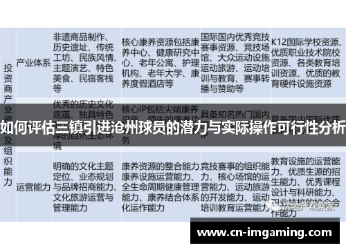 如何评估三镇引进沧州球员的潜力与实际操作可行性分析
