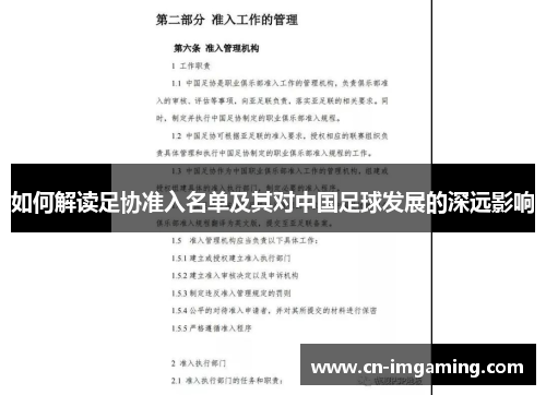 如何解读足协准入名单及其对中国足球发展的深远影响